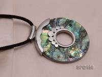 50mm Round Abalone Shell Pendant with beautiful Gilded Metal Pattern