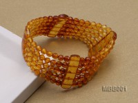 4.5mm Natural Dark Red and Yellow Round Multi-Strand Faceted Amber Bracelate