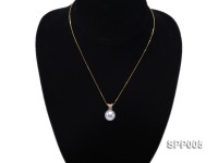 13.2mm white round south seas pearl pendant with 14k yellow gold and zircons