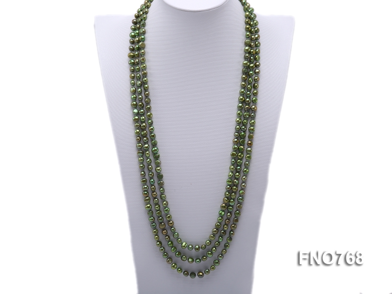 7-8mm green color freshwater pearl opera necklace