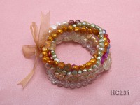 7 strand colorful freshwater pearl and crystal bracelet