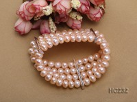 4 strand 8mm pink freshwater pearl bracelet