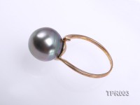 11.7mm black round tahitian pearl ring with 14k yellow gold ring shank