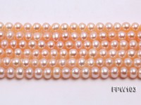 Wholesale 6.5×7.5mm Pink Flat Freshwater Pearl String