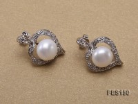 9mm White Flat Freshwater Pearl Earrings