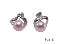 7.5mm Pink Flat Freshwater Pearl Earrings