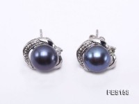 7.5mm Peacock Blue Flat Freshwater Pearl Earrings