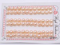 Wholesale Cards of 7-7.5mm Pink Flat Pearls—36 Pairs