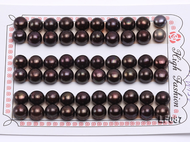 Wholesale Cards of 8.5-9mm Coffee Black Flat Freshwater Pearls—30 Pairs