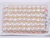 Wholesale Cards of 9.5-10mm Classic White Flat Pearls–27 Pairs