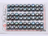 Wholesale Cards of Top-quality 10-10.5mm Black Flat Freshwater Pearls—27 Pairs