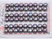 Wholesale Cards of AA-grade 10-10.5mm Black Flat Pearls–27 Pairs