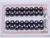 Wholesale Cards of AA-grade 10-11mm Peacock Flat Freshwater Pearls—16 Pairs