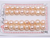 Wholesale Cards of AA-grade 10-11mm Natural Pink Flat Freshwater Pearls—16 Pairs