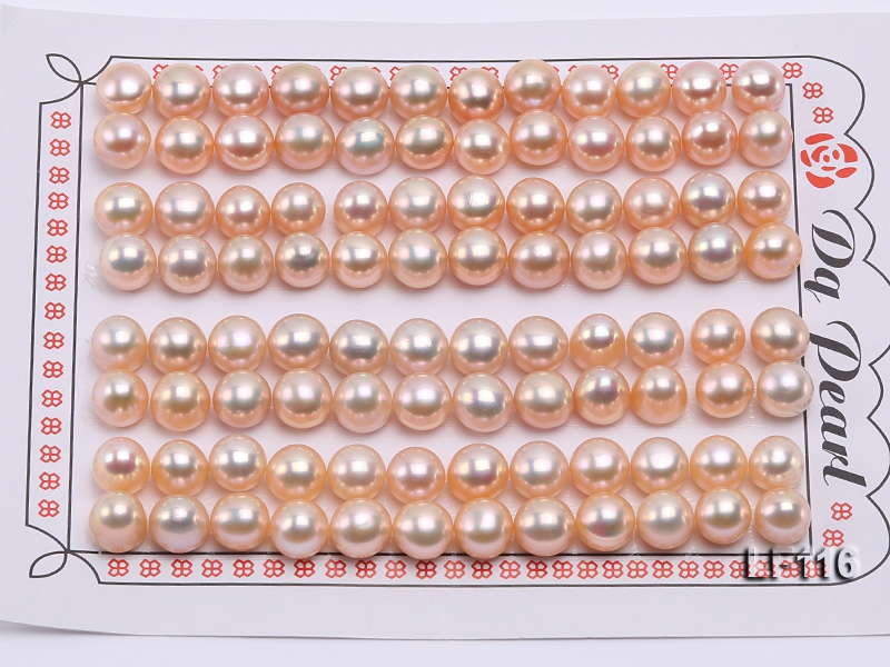 Wholesale Cards of AA-grade 7-7.5mm Pink Flat Freshwater Pearls—48 Pairs