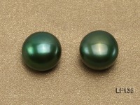 Wholesale Cards of 8-8.5mm Deep Green Flat Pearls–33 Pairs