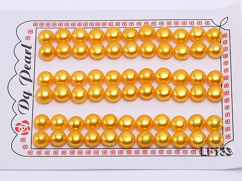Wholesale Cards of 8-8.5mm Golden Flat Pearls–33 Pairs