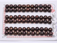 Wholesale Cards of AA-grade 8-8.5mm Coffee Black Flat Freshwater Pearls—33 Pairs