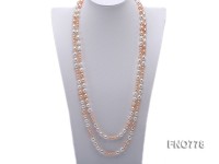 8-10mm natural white and pink rice freshwater pearl with round pink pearl necklace