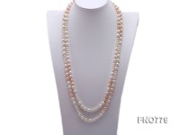 8-10mm natural white and pink rice freshwater pearl necklace