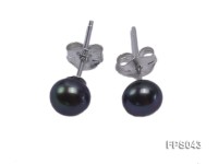 5-6mm Black Flat Freshwater Pearl Necklace, Bracelet and Stud Earrings Set