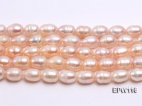 Wholesale 9x12mm pink Rice-shaped Freshwater Pearl String