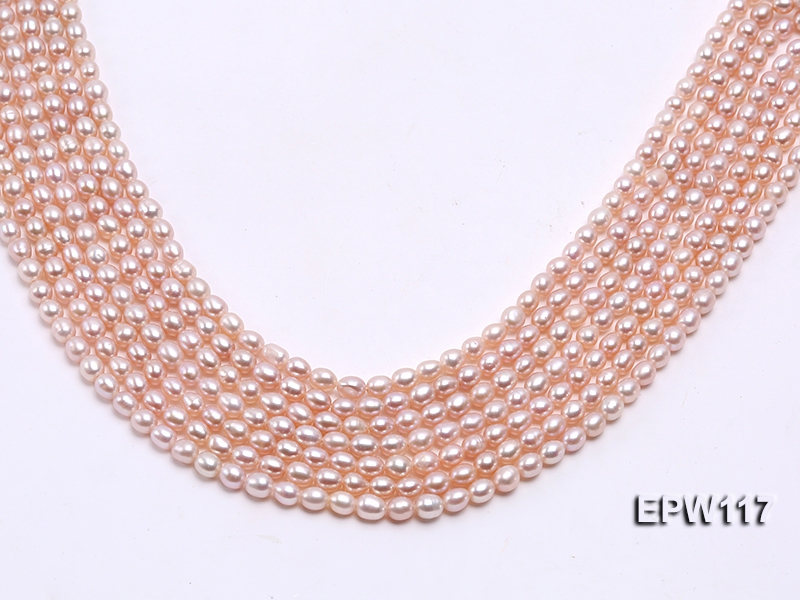 Wholesale 5x6mm High-quality Pink Rice-shaped Freshwater Pearl String
