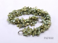 Four-strand 7x11mm Yellow-green Baroque Freshwater Pearl and 9x12mm Crystal Beads Necklace