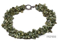 Four-strand 7x13mm Yellow-green Baroque Freshwater Pearl Necklace