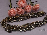 Four-strand 7x11mm Dark-green Baroque Freshwater Pearl Necklace