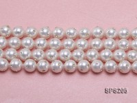 Wholesale 10mm Classic White Round Zircon-inlaid Seashell Pearl String