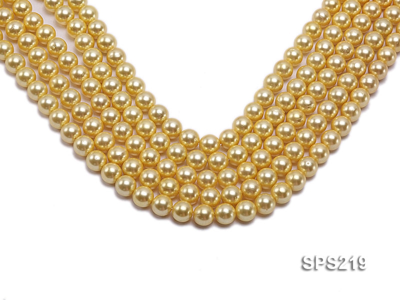 Wholesale 10mm Yellow Round Seashell Pearl String