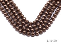 Wholesale 14mm Bright Coffee Round Seashell Pearl String
