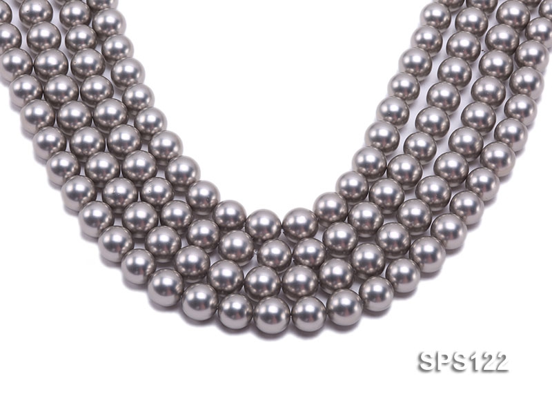 Wholesale 12mm Silver Grey Round Seashell Pearl String