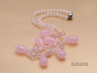 Round and Drop-shaped Rose Quartz Necklace