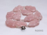 25x40mm Baroque Rose Quartz Pieces Necklace