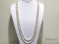 Classic 2-strand white freshwater pearl long necklace