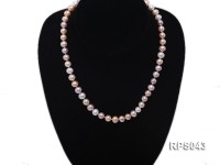 8-9mm pink white&Lavender round freshwater pearl necklace,bracelet and earring set