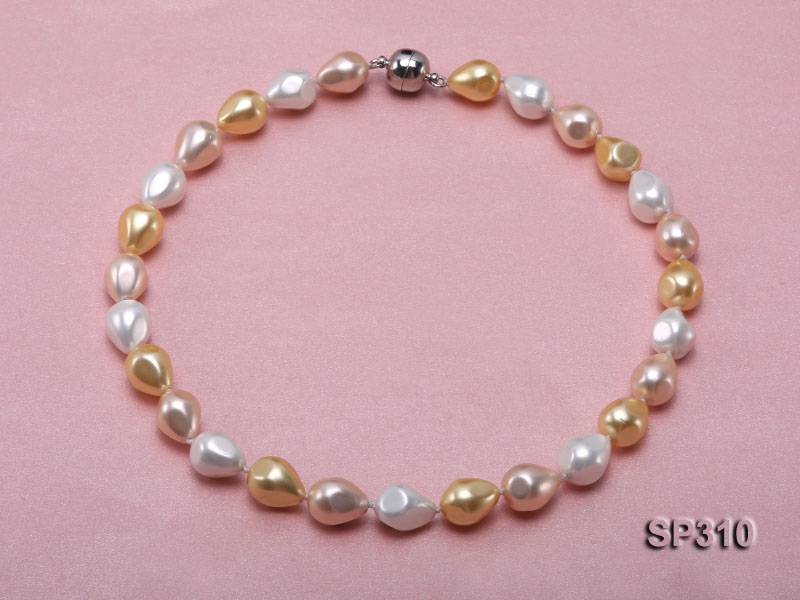 12x16mm drip-shape south seashell pearl necklace