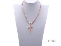Classic Freshwater Pearl Necklace with a 30x50mm Cross-shaped Pearl Pendant