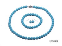 8mm Blue Shell necklace bracelet earring Set