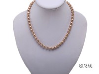 8mm golden champagne round seashell pearl necklace