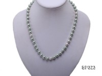 8mm light green and white seashell pearl necklace bracelet earring set