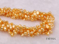 Five-strand 7-10mm Yellow Flat Freshwater Pearl Necklace