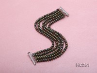 5 strand 5mm dark golden round freshwater pearl bracelet