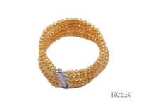 Five-strand 4x5mm yellow round freshwater pearl bracelet