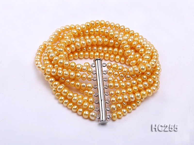 Exotic eight-row yellow freshwater pearl bracelet