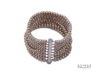 8-strand 4x5mm yellow round freshwater pearl bracelet