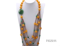Yellow Jade Korean Jade & Shell Pearl Opera Necklace