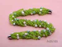 6-strand apple-green agate & freshwater pearl necklace
